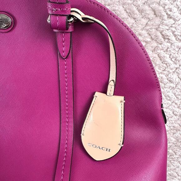 Coach F25671 Peyton Cora Dome Satchel Magenta Saffiano Leather Top Handle Bag - Picture 5 of 16
